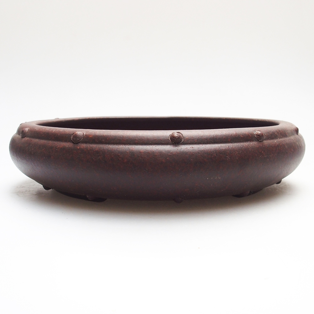 Kom 22 x 22 x 5 cm bruin-rood