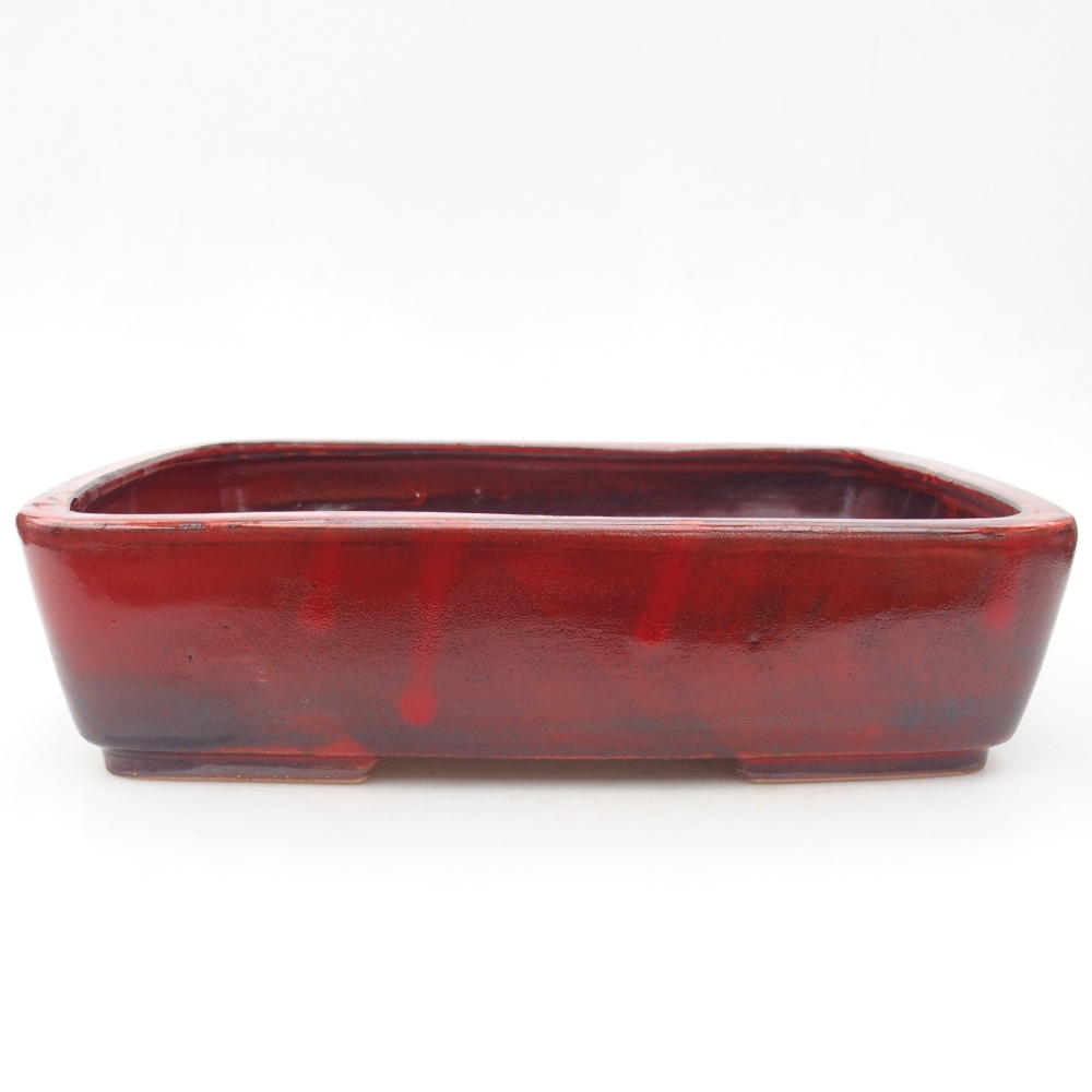 Bonsaischaal van keramiek 26,5 x 20 x 6,5 cm, kleur rood
