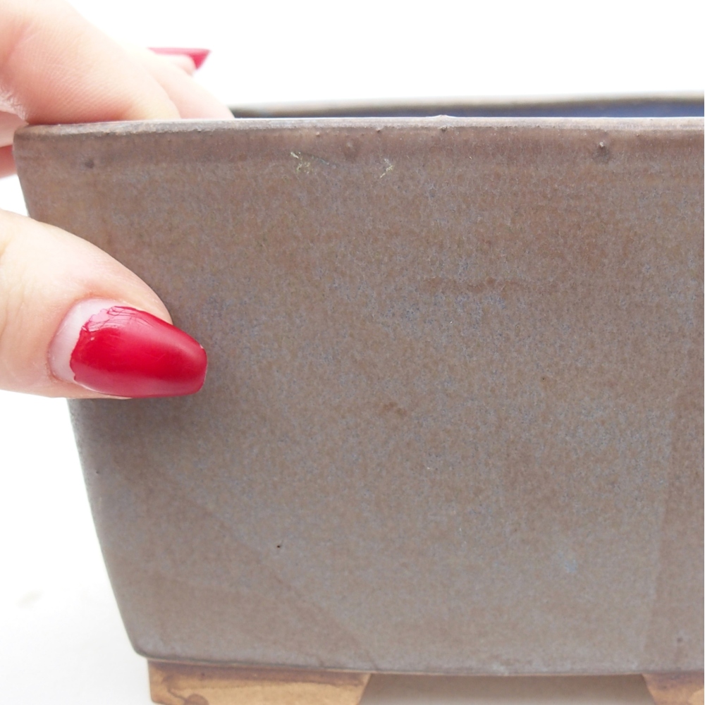 Bonsaischaal van keramiek 12,5 x 12,5 x 8 cm, kleur blauw