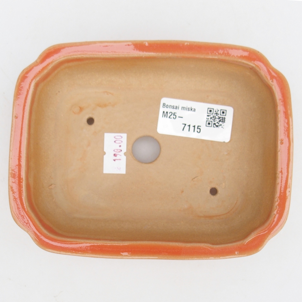 Bonsaischaal van keramiek 26 x 26 x 8 cm, kleur rood