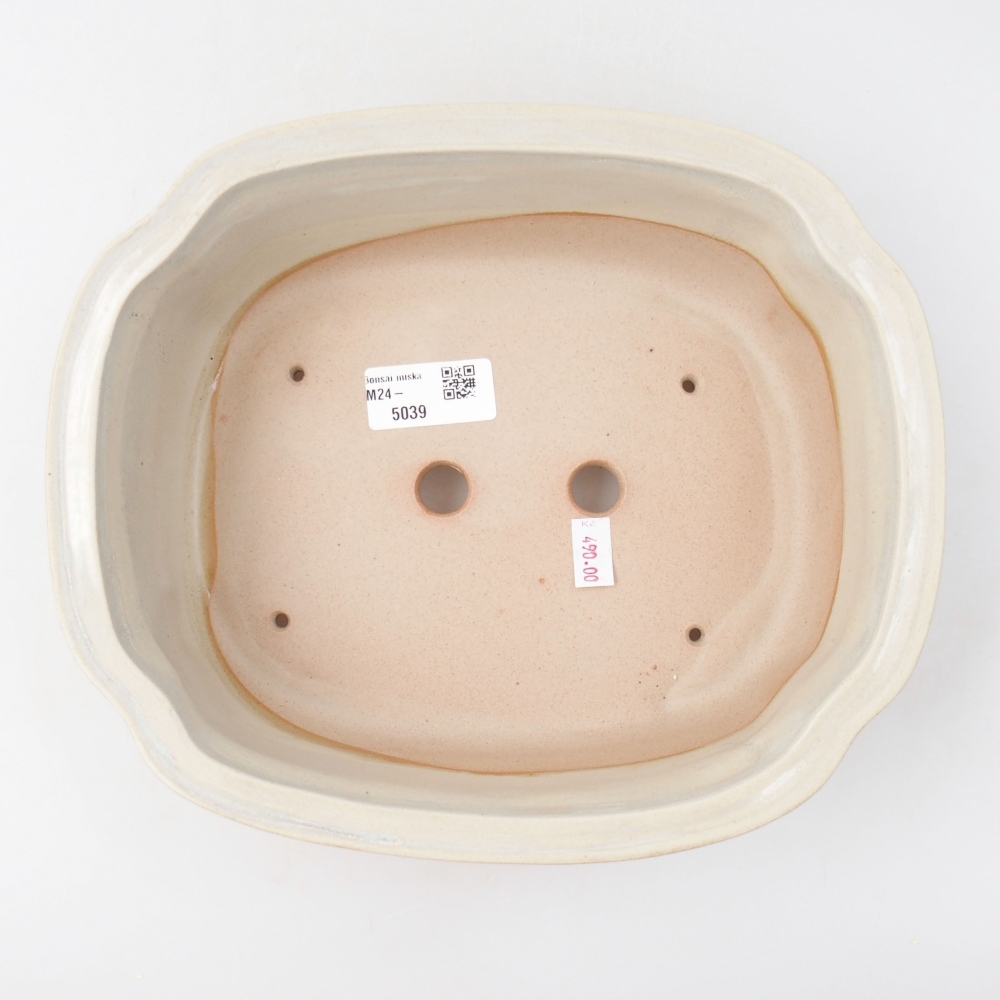 Bonsaischaal van keramiek 24,5 x 21 x 7 cm, kleur beige