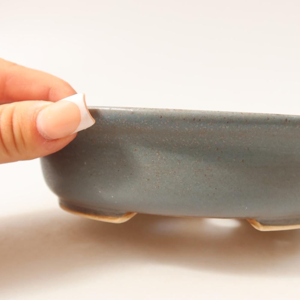 Keramische bonsaipot 15,5 x 14,5 x 4 cm, kleur: blauw