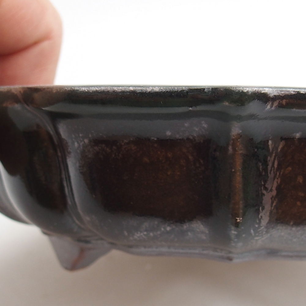 Bonsaischaal van keramiek 18 x 18 x 4,5 cm, groen