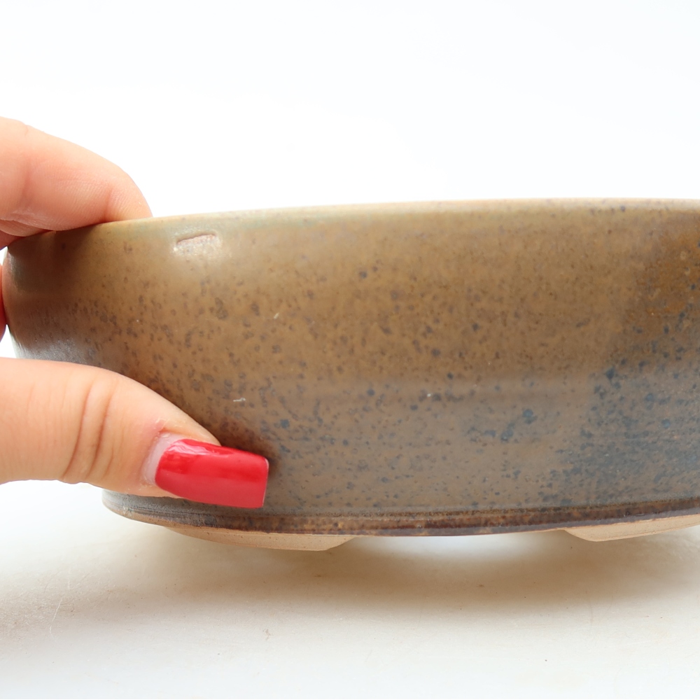 Keramische bonsaischaal 19,5 x 19,5 x 6,5 cm, kleur bruin