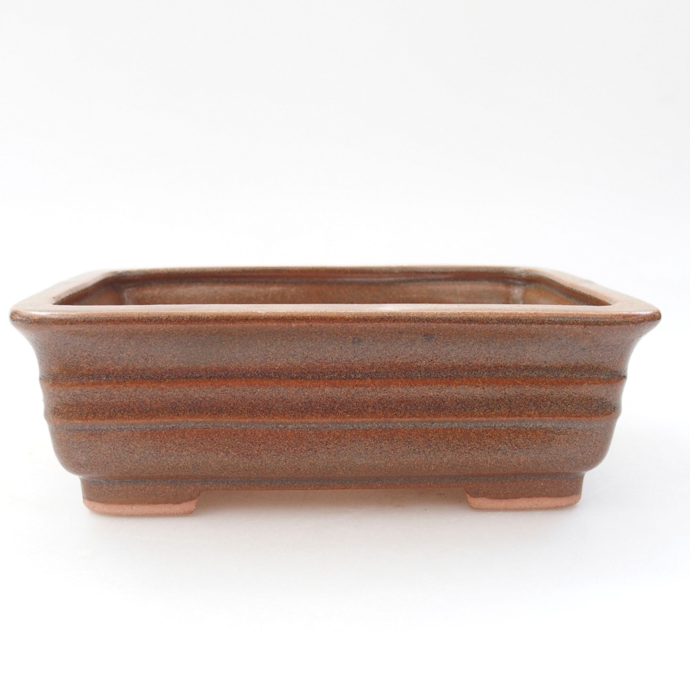 Bonsaischaal van keramiek 13,5 x 9,5 x 4,5 cm, bruin