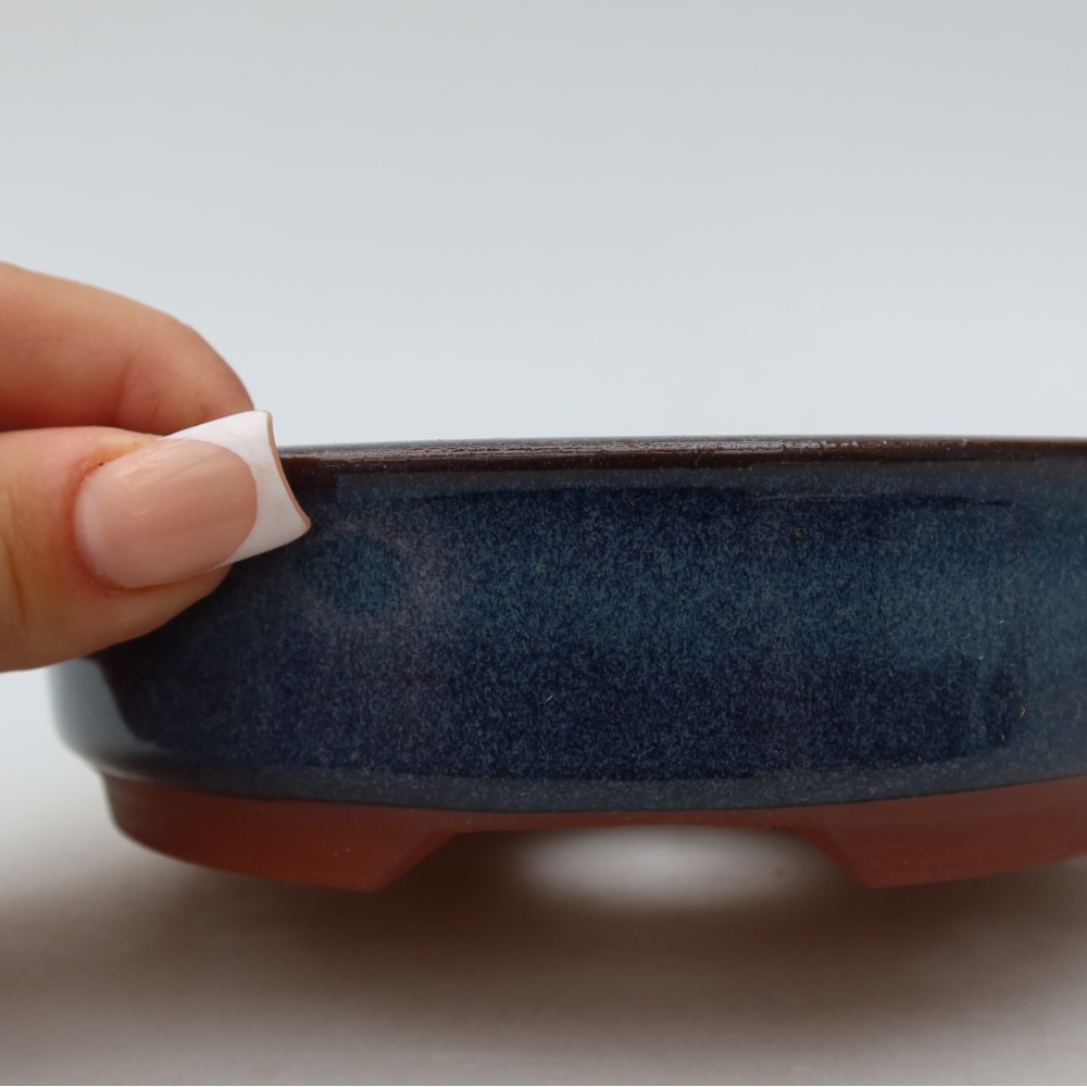 Keramische bonsaipot 14 x 14 x 4 cm, kleur: blauw