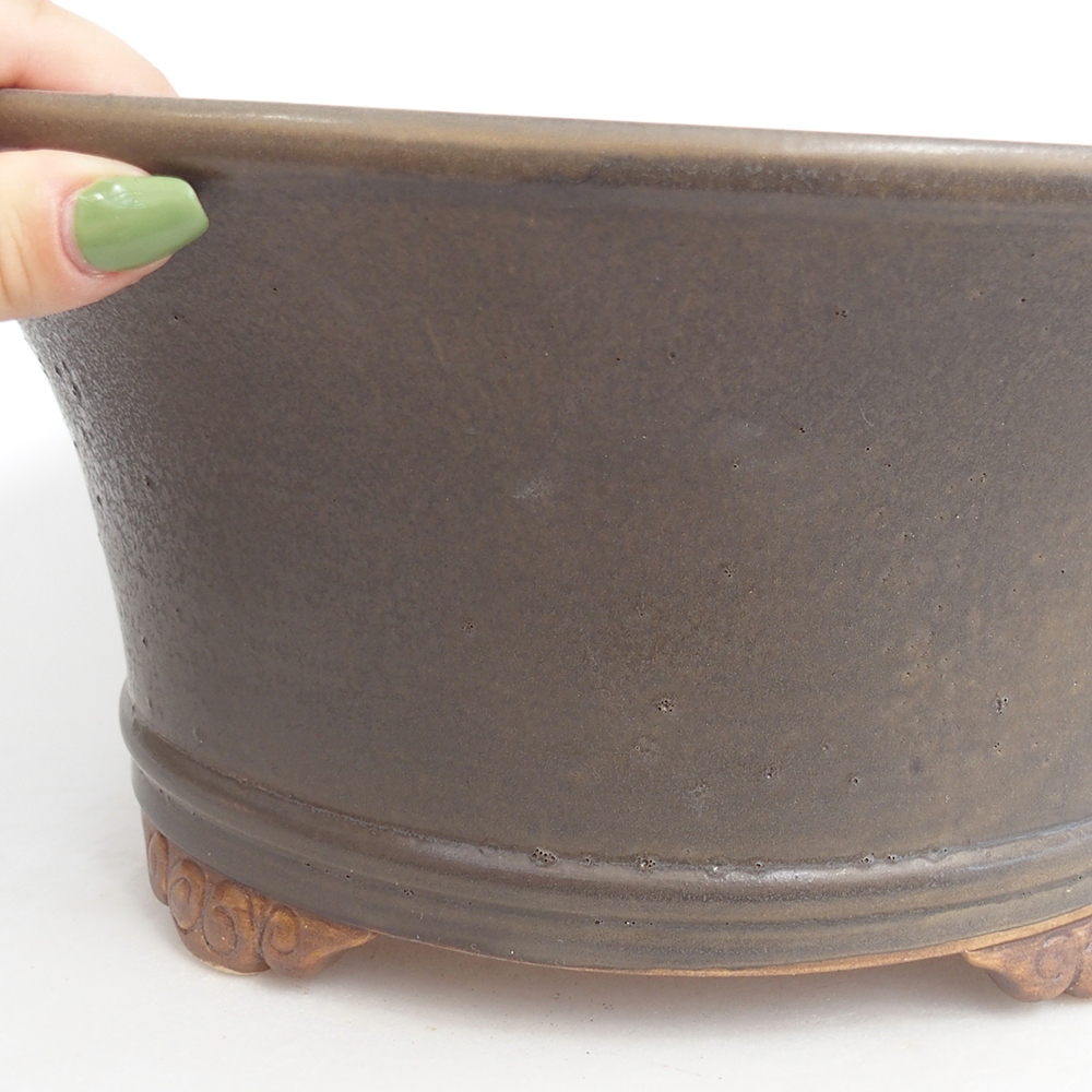 Bonsaischaal van keramiek 32 x 32 x 14 cm, bruin