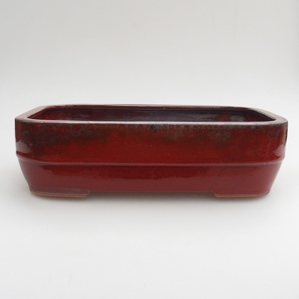 Bonsaischaal van keramiek 27,5 x 20 x 7 cm, kleur rood