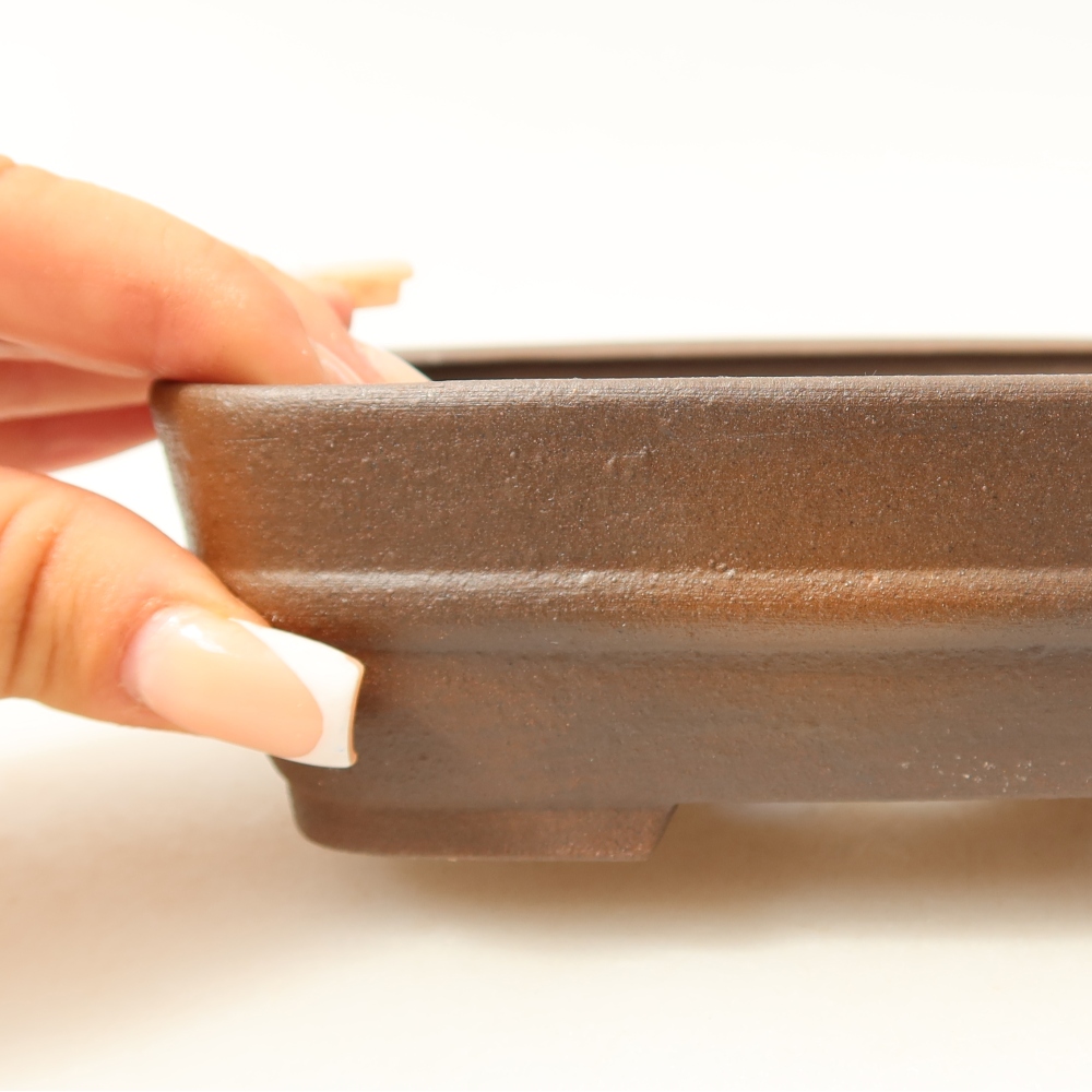 Keramische bonsaipot 14,5 x 11,5 x 4,5 cm, kleur bruin