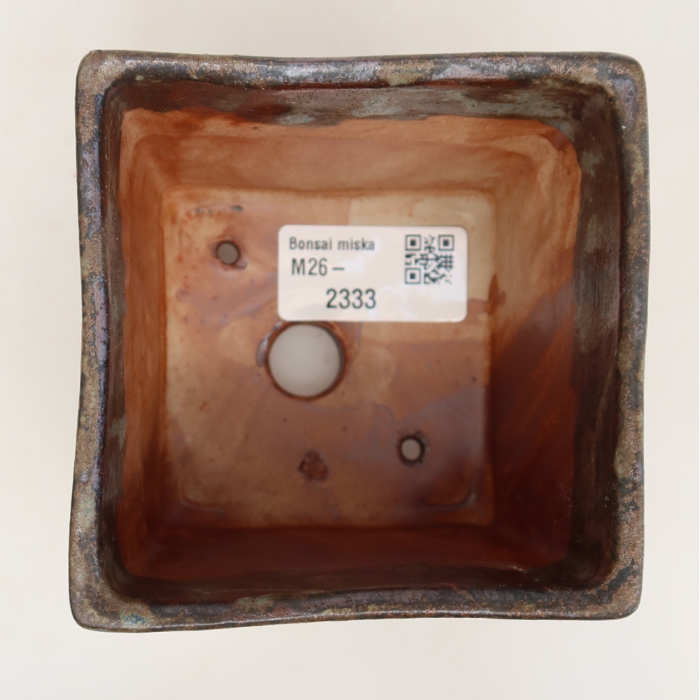Keramische bonsaipot 8,5 x 8,5 x 9 cm, kleur bruin