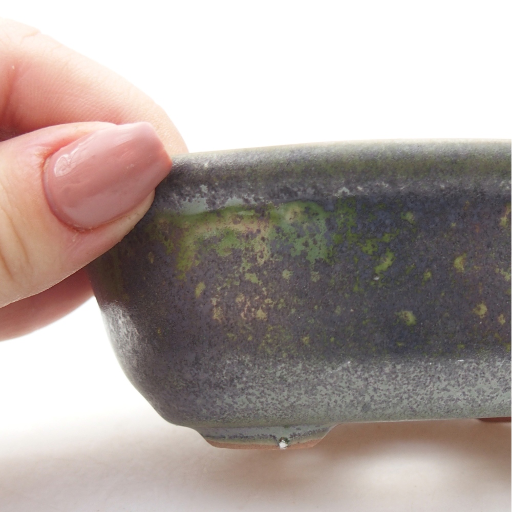 Bonsaischaal van keramiek 11 x 8,5 x 4 cm, groen