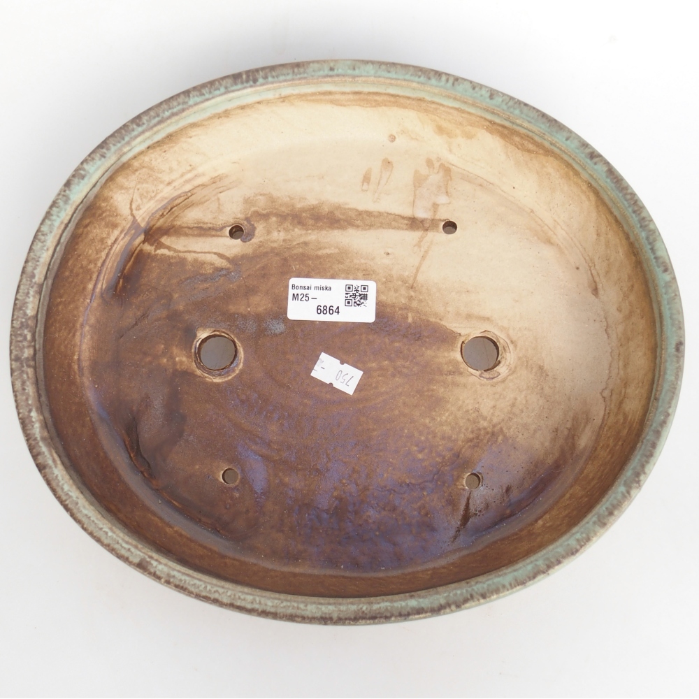 Bonsaischaal van keramiek 28 x 24 x 6 cm, groen