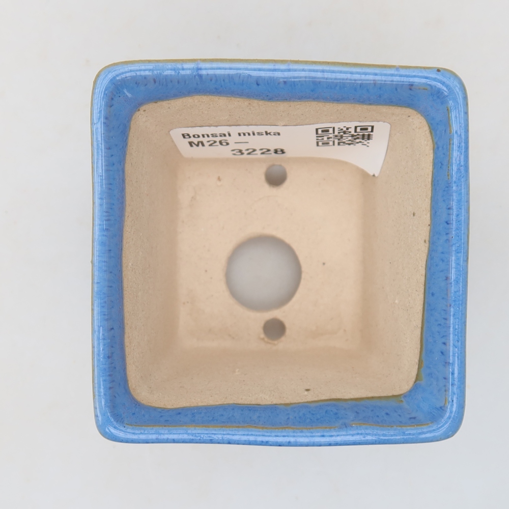 Bonsaischaal van keramiek 6,5 x 6,5 x 5 cm, kleur blauw
