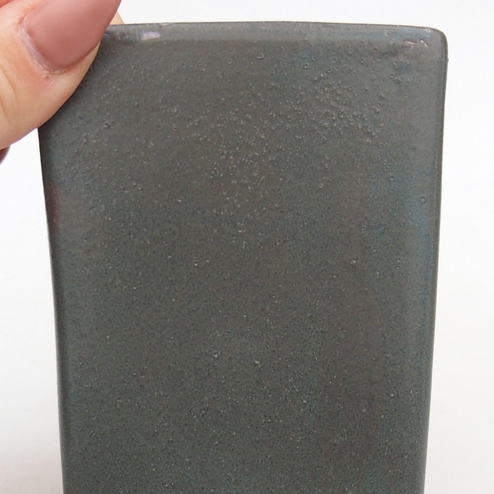 Bonsaischaal van keramiek 7,5 x 7,5 x 8,5 cm, grijs