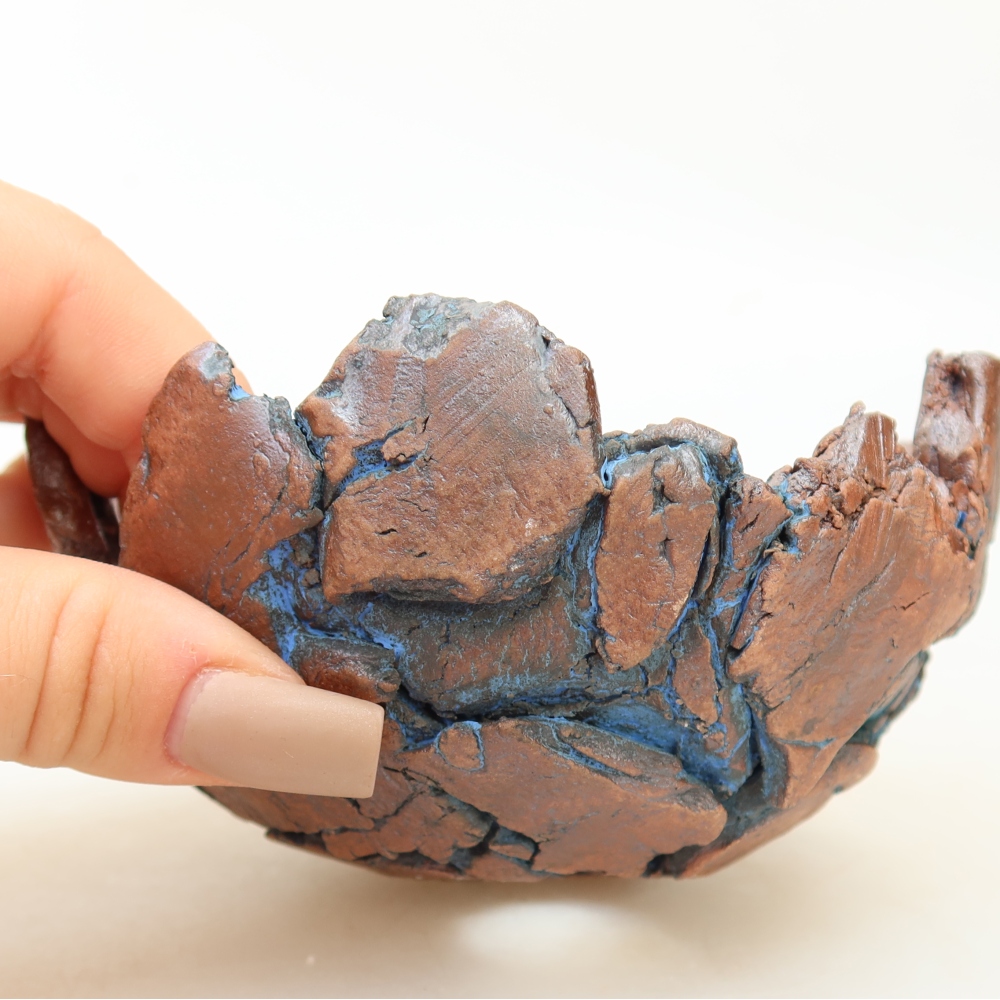 Keramische schaal 11 x 10,5 x 6 cm, kleur: blauw