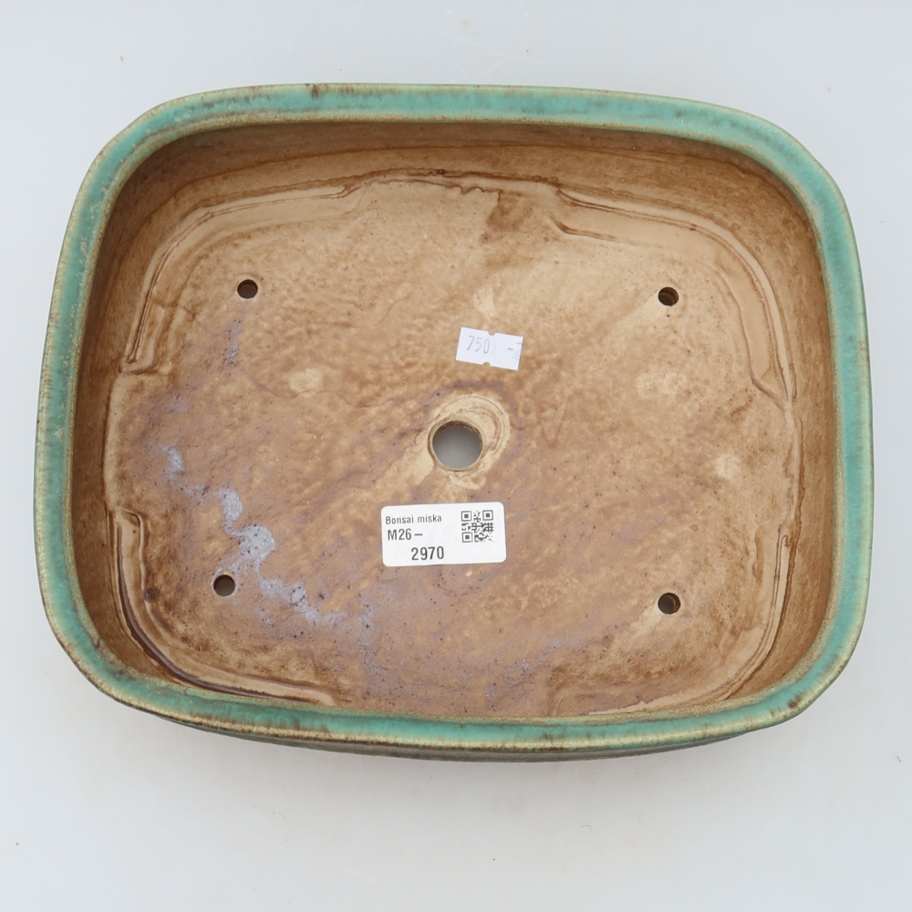 Keramische bonsaischaal 24,5 x 20,5 x 6,5 cm, kleur: groen