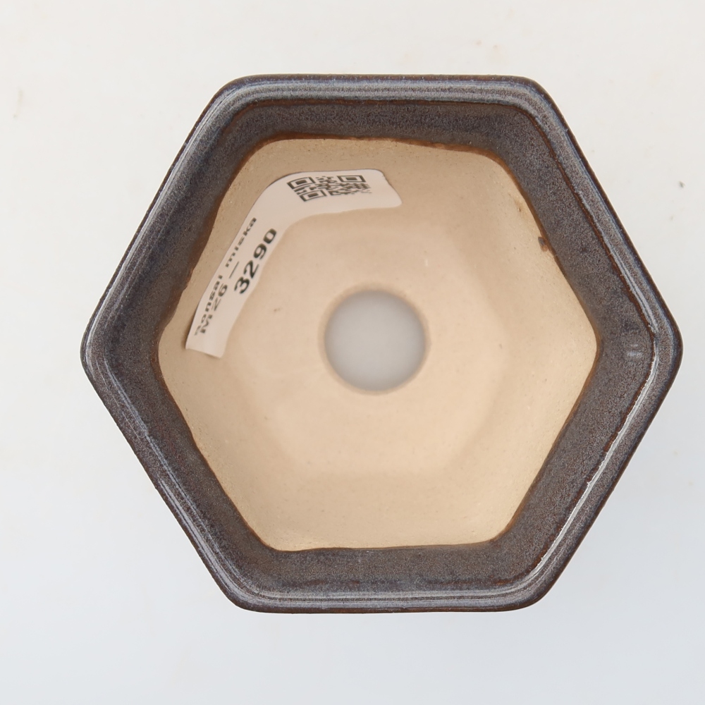 Keramische bonsaischaal 7 x 6,5 x 5 cm, kleur grijs