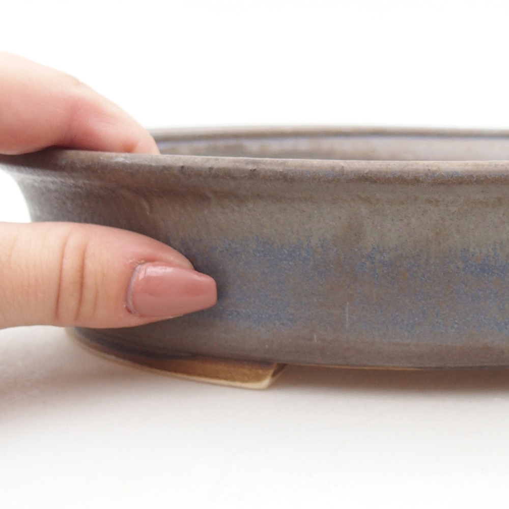 Bonsaischaal van keramiek 24 x 21 x 5 cm, kleur blauw