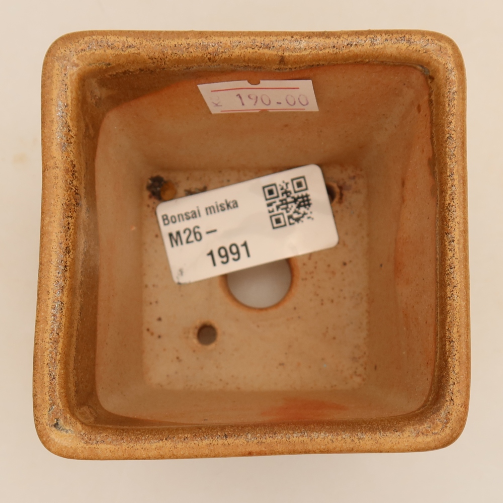 Keramische bonsaipot 7,5 x 7,5 x 6,5 cm, kleur beige