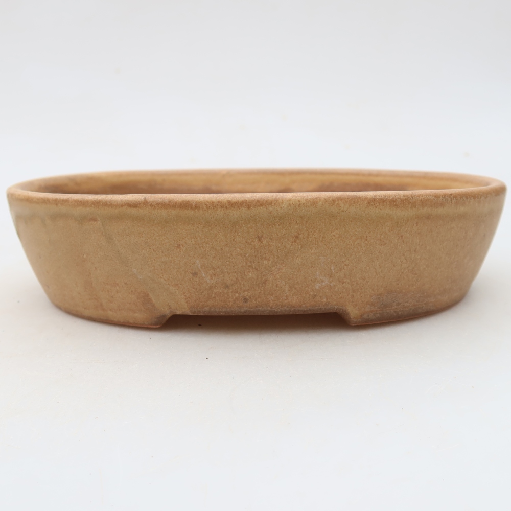 Bonsaischaal van keramiek 17 x 14 x 4 cm, kleur beige