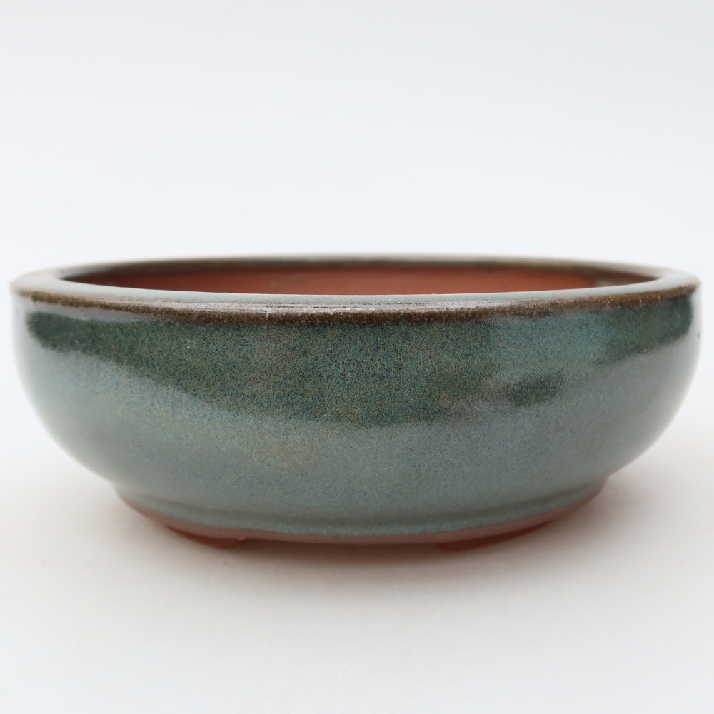 Bonsaischaal van keramiek 14 x 14 x 5 cm, groen