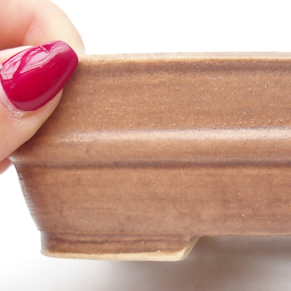 Bonsaischaal van keramiek 14,5 x 11,5 x 4 cm, bruin