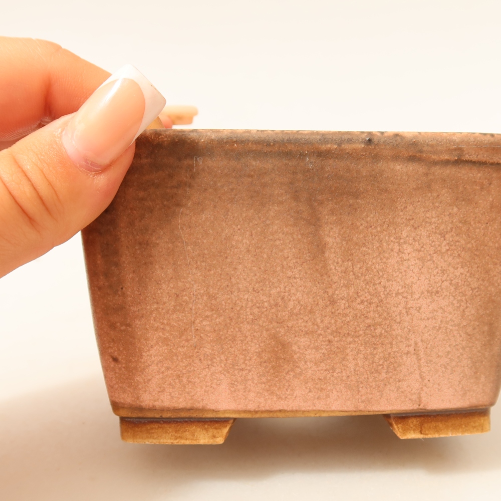 Bonsaischaal van keramiek 10,5 x 10,5 x 7 cm, roze
