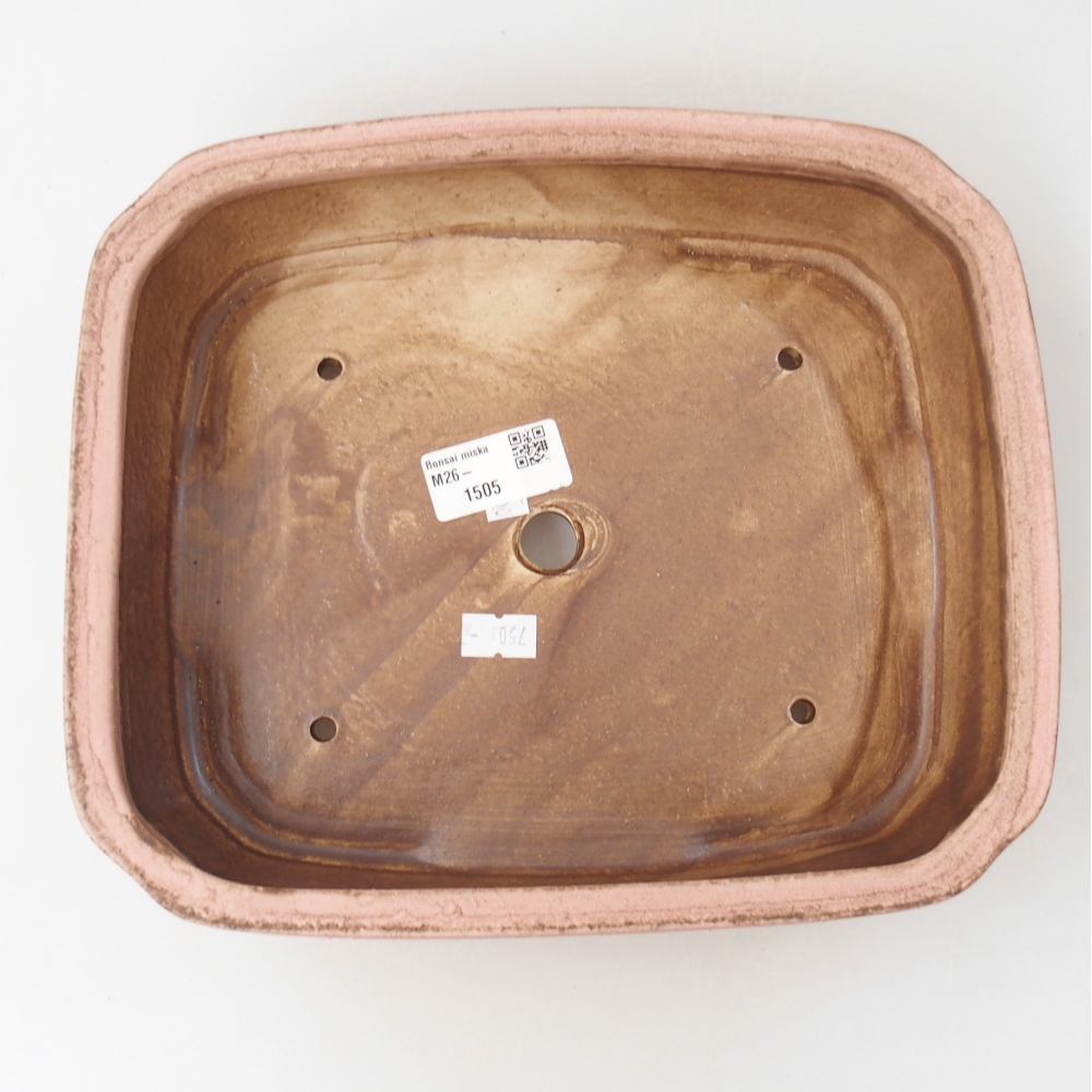 Bonsaischaal van keramiek 24,5 x 21,5 x 6,5 cm, roze