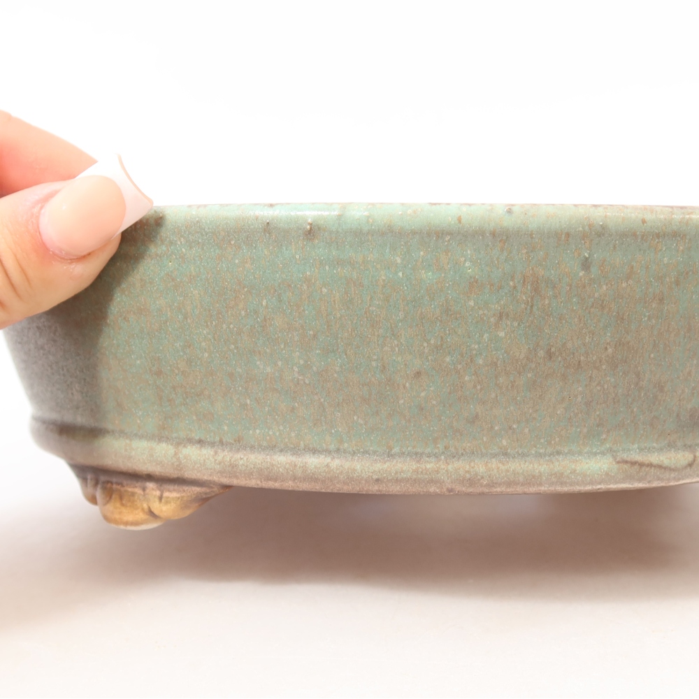 Bonsaischaal van keramiek 21,5 x 21,5 x 6 cm, groen