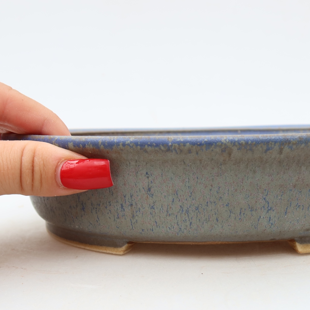 Keramische bonsaischaal 21 x 19,5 x 5 cm, kleur: blauw