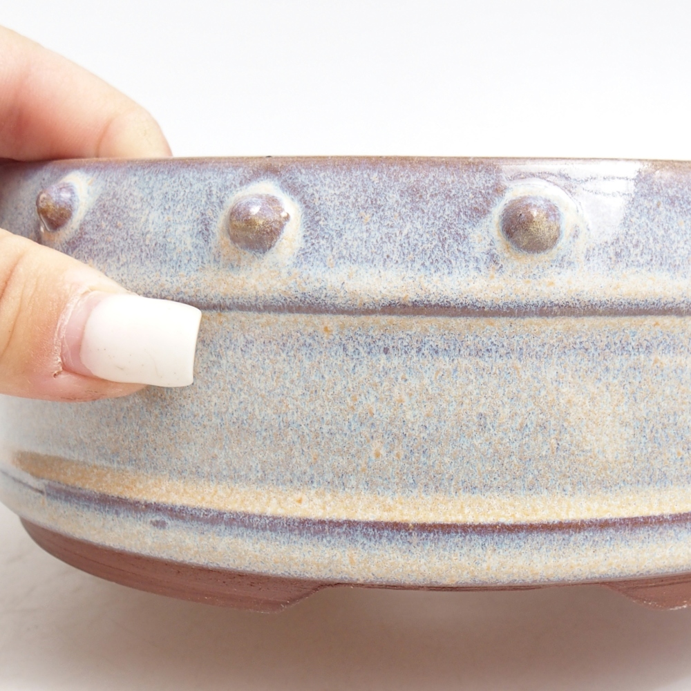 Bonsaischaal van keramiek 18 x 18 x 6,5 cm, kleur blauw
