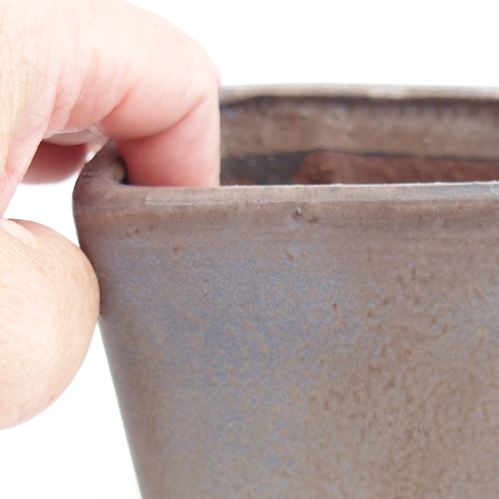 Bonsaischaal van keramiek 10 x 10 x 12 cm, bruin