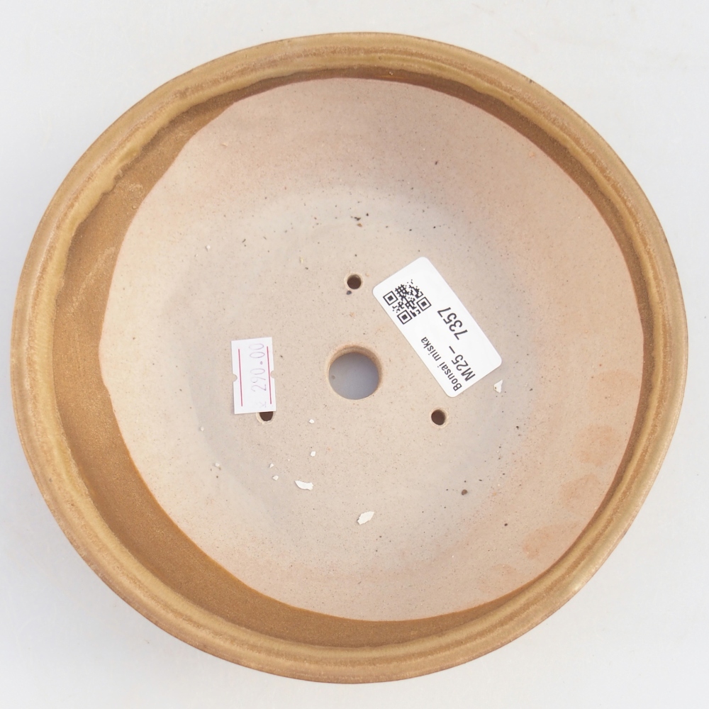 Bonsaischaal van keramiek 17,5 x 17,5 x 5 cm, kleur beige