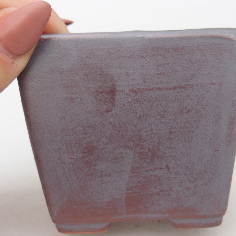 Bonsaischaal van keramiek 7,5 x 7,5 x 7 cm, metaalkleur