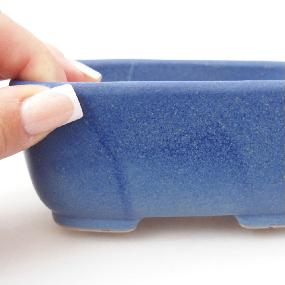 Bonsaischaal van keramiek 12,5 x 9,5 x 5 cm, kleur blauw