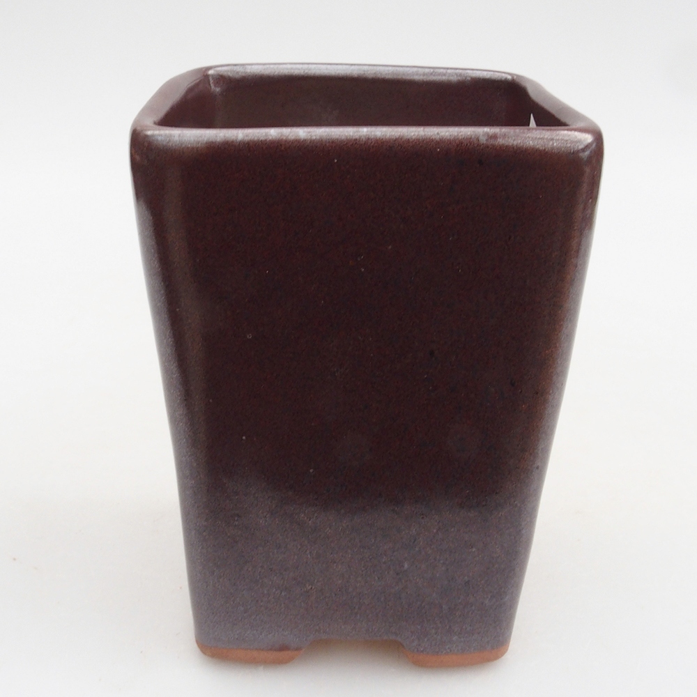 Bonsaischaal van keramiek 8 x 8 x 10 cm, bruin
