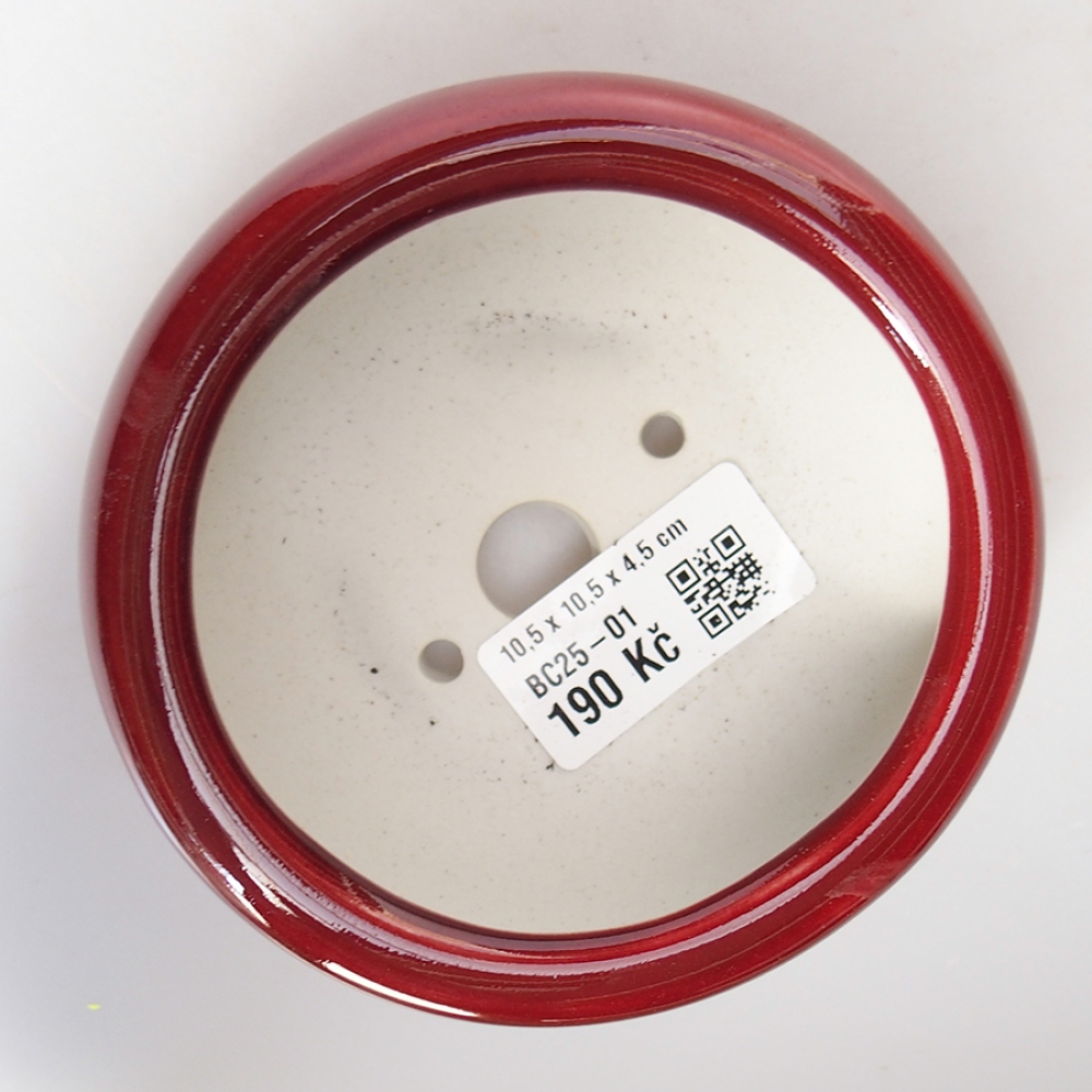 Bonsaischaal van keramiek 10,5 x 10,5 x 4,5 cm, kleur rood