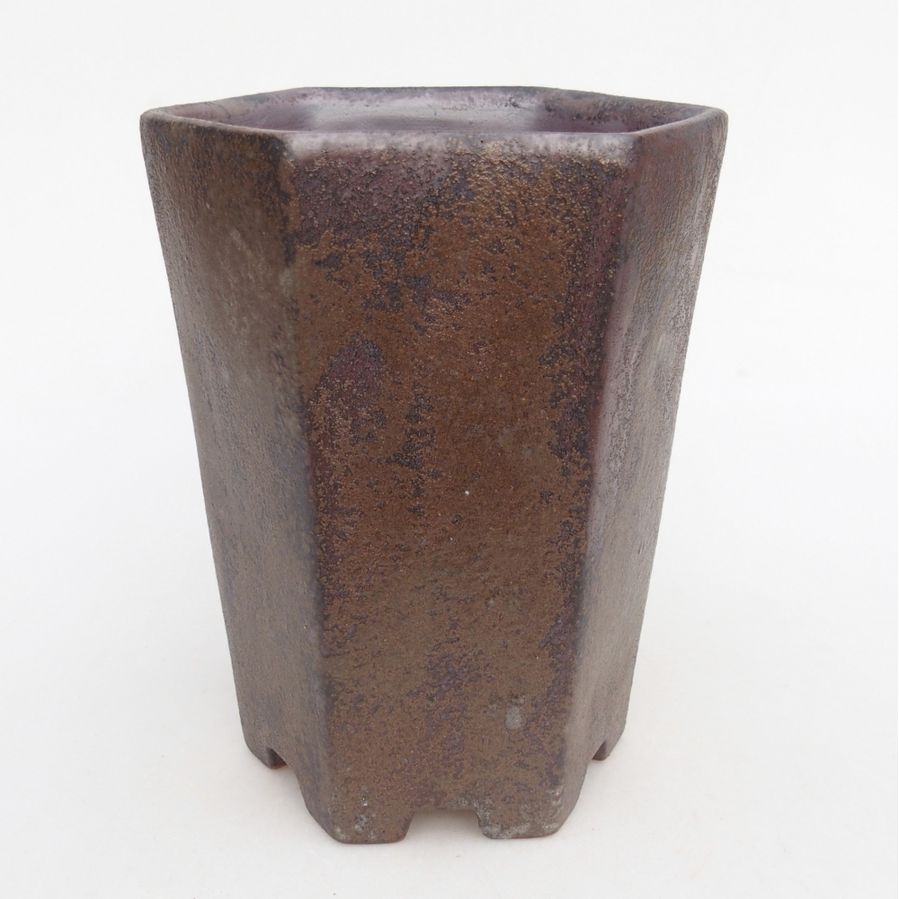 Bonsaischaal van keramiek 12,5 x 11,5 x 16,5 cm, bruin