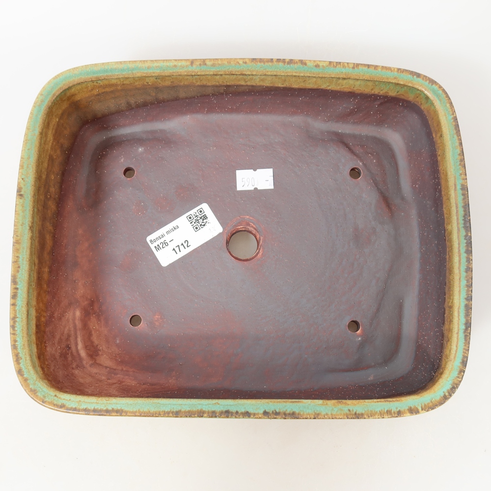 Keramische bonsaipot 22,5 x 18 x 6 cm, kleur groen
