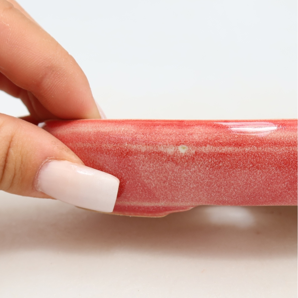 Keramische bonsaischaal 13 x 9,5 x 2,5 cm, kleur: rood