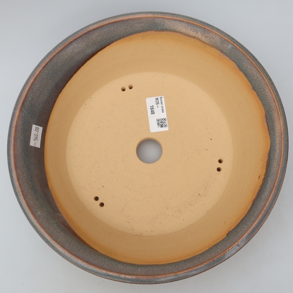 Keramische bonsaipot 26,5 x 26,5 x 7 cm, kleur grijs