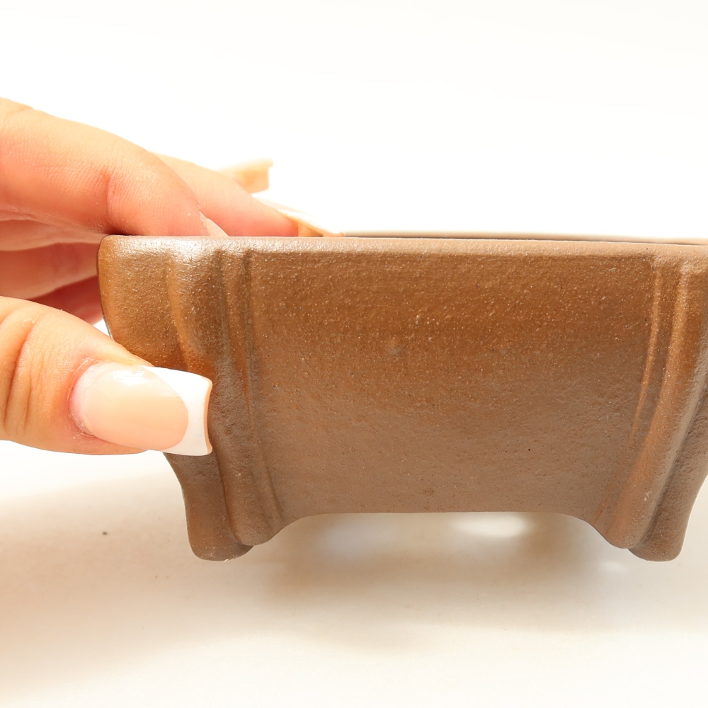 Bonsaischaal van keramiek 10,5 x 10,5 x 4,5 cm, bruin