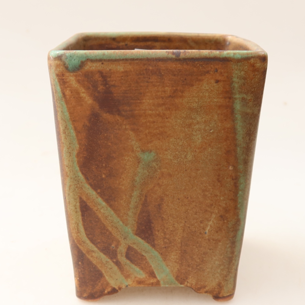 Keramische bonsaischaal 9 x 9 x 11,5 cm, kleur bruin