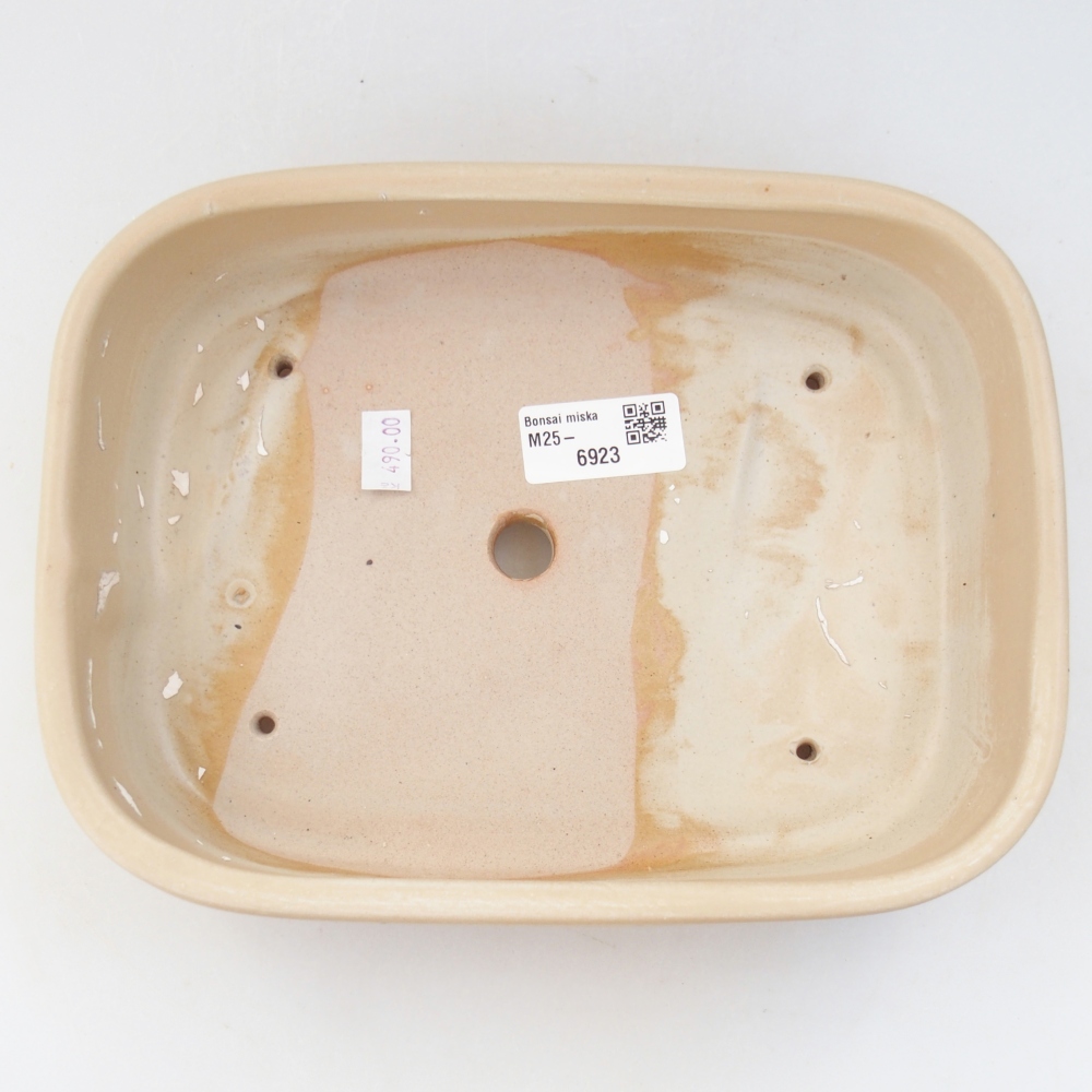 Bonsaischaal van keramiek 22,5 x 17,5 x 5,5 cm, kleur beige
