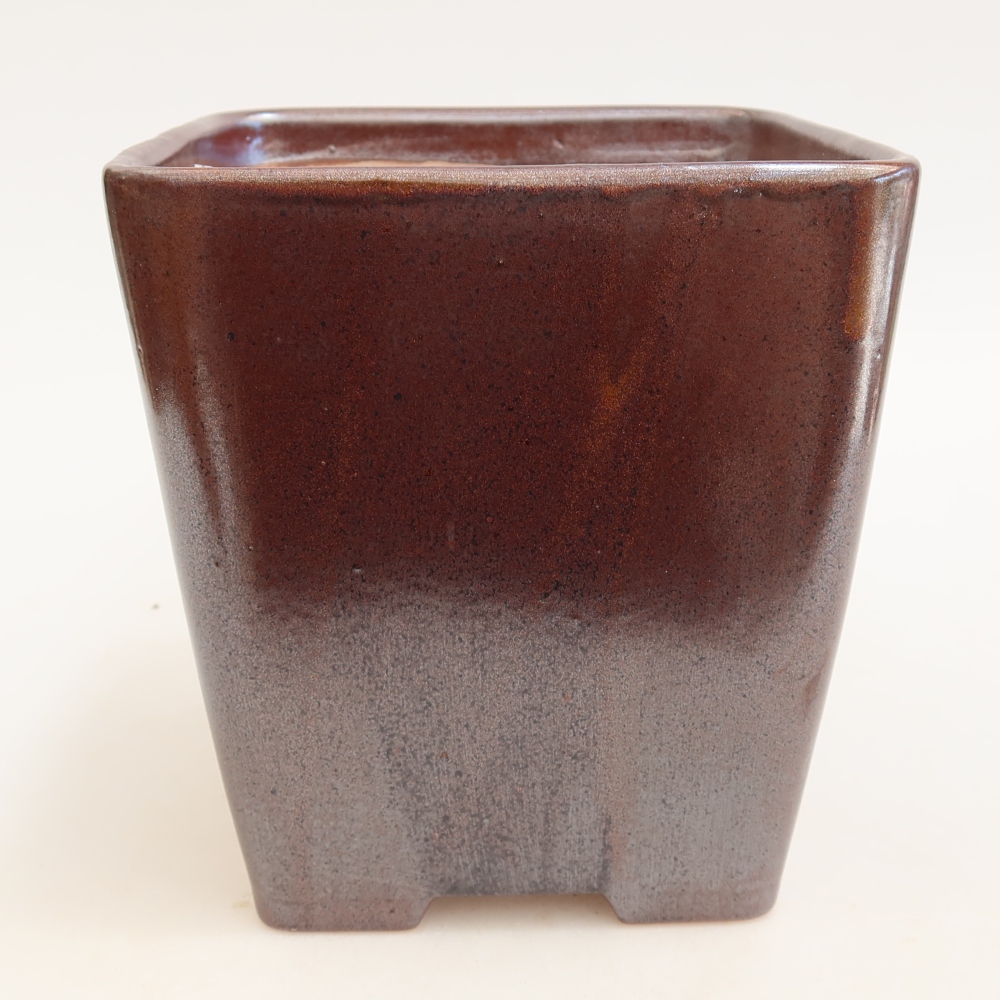 Bonsaischaal van keramiek 13,5 x 13,5 x 15 cm, metaalkleur