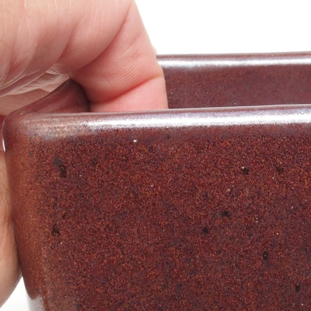 Bonsaischaal van keramiek 8,5 x 8,5 x 11 cm, bruin