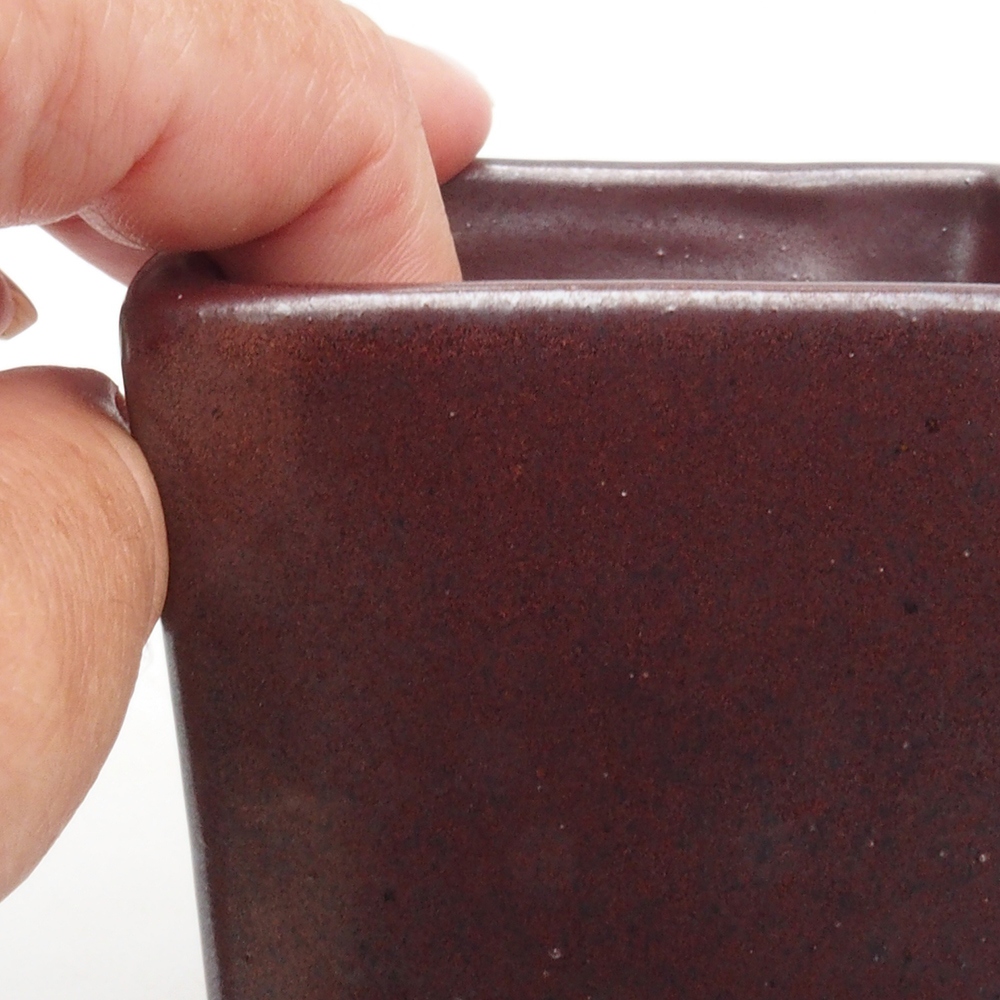 Bonsaischaal van keramiek 7,5 x 7,5 x 9,5 cm, bruin