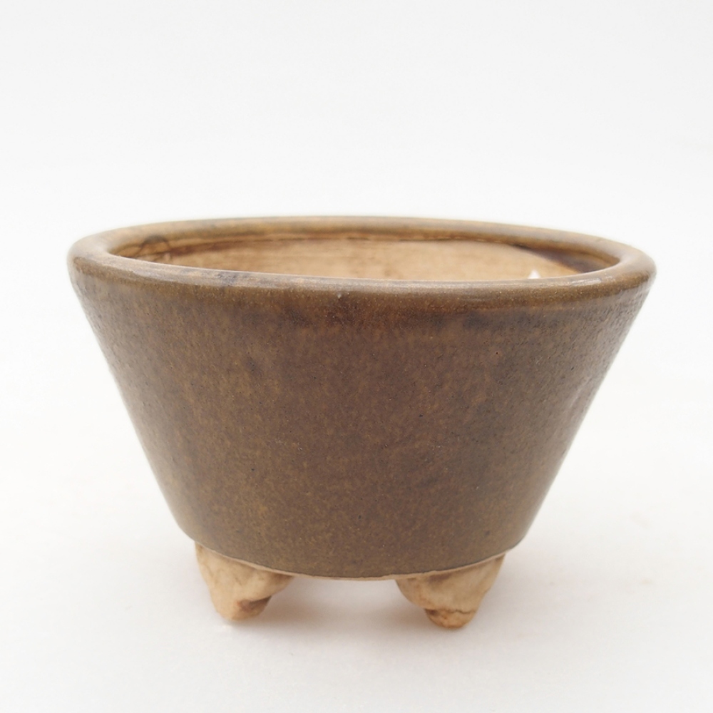 Bonsaischaal van keramiek 8 x 8 x 5,5 cm, bruin