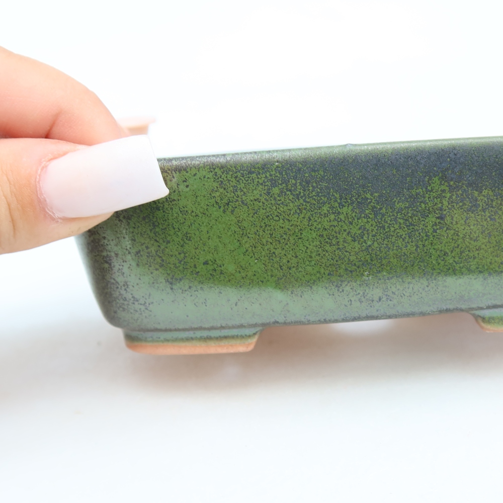 Keramische bonsaipot 12,5 x 9,5 x 4 cm, kleur groen