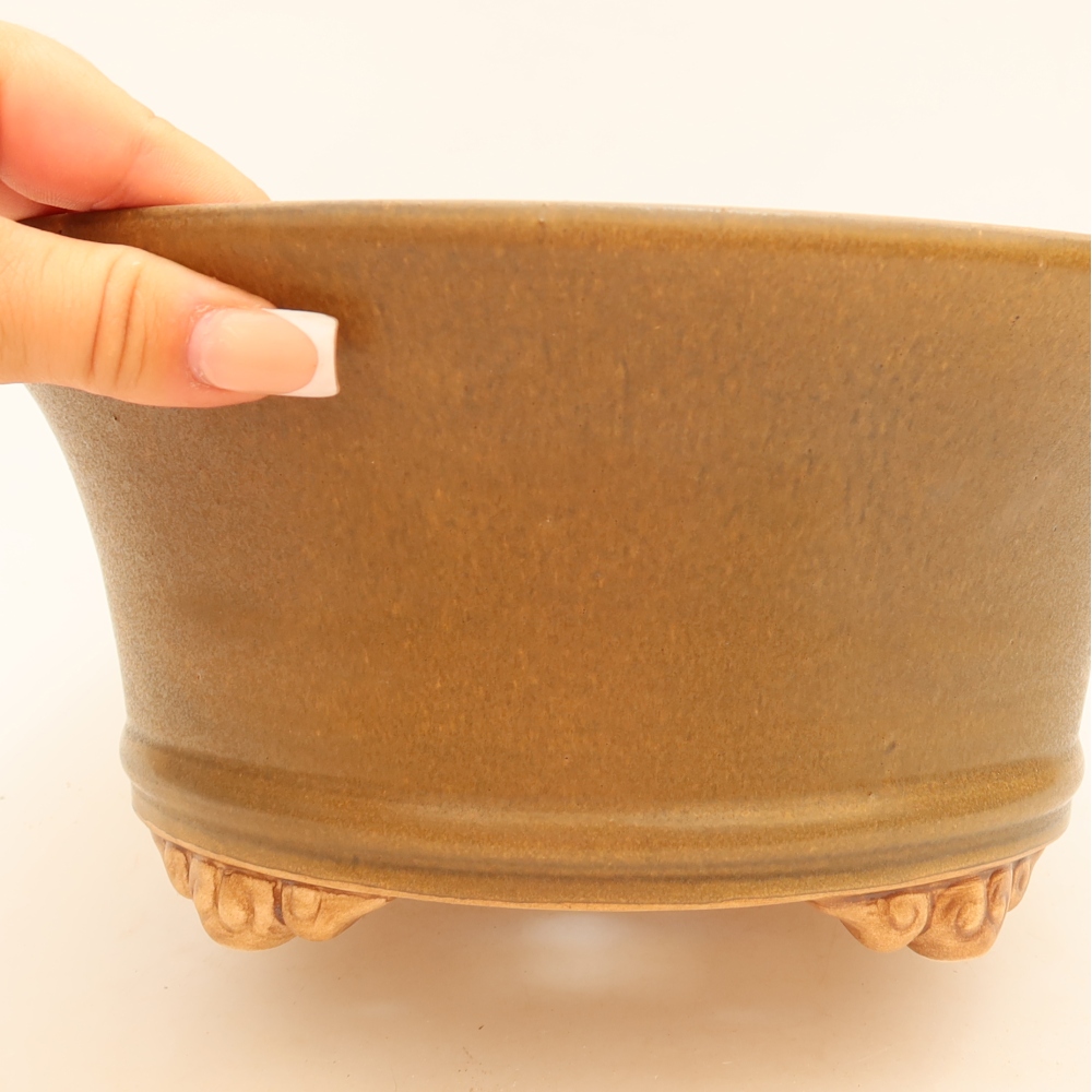 Keramische bonsaipot 24,5 x 24,5 x 11 cm, kleur bruin